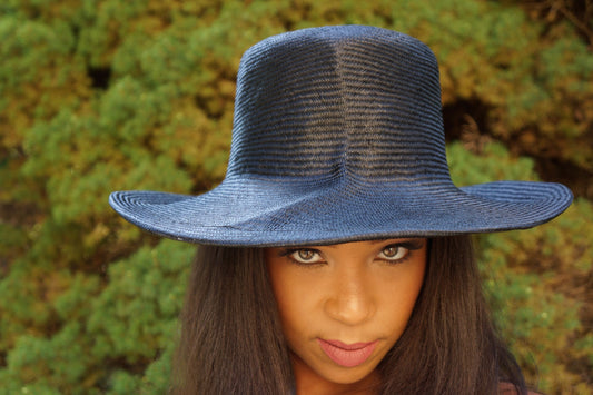 Black Parasisal Straw Sculptured Hat with Brim-Wedding-Race hat-Polo Matches-Chruch hat-summer hat-Perfect for the beach-Destination wedding