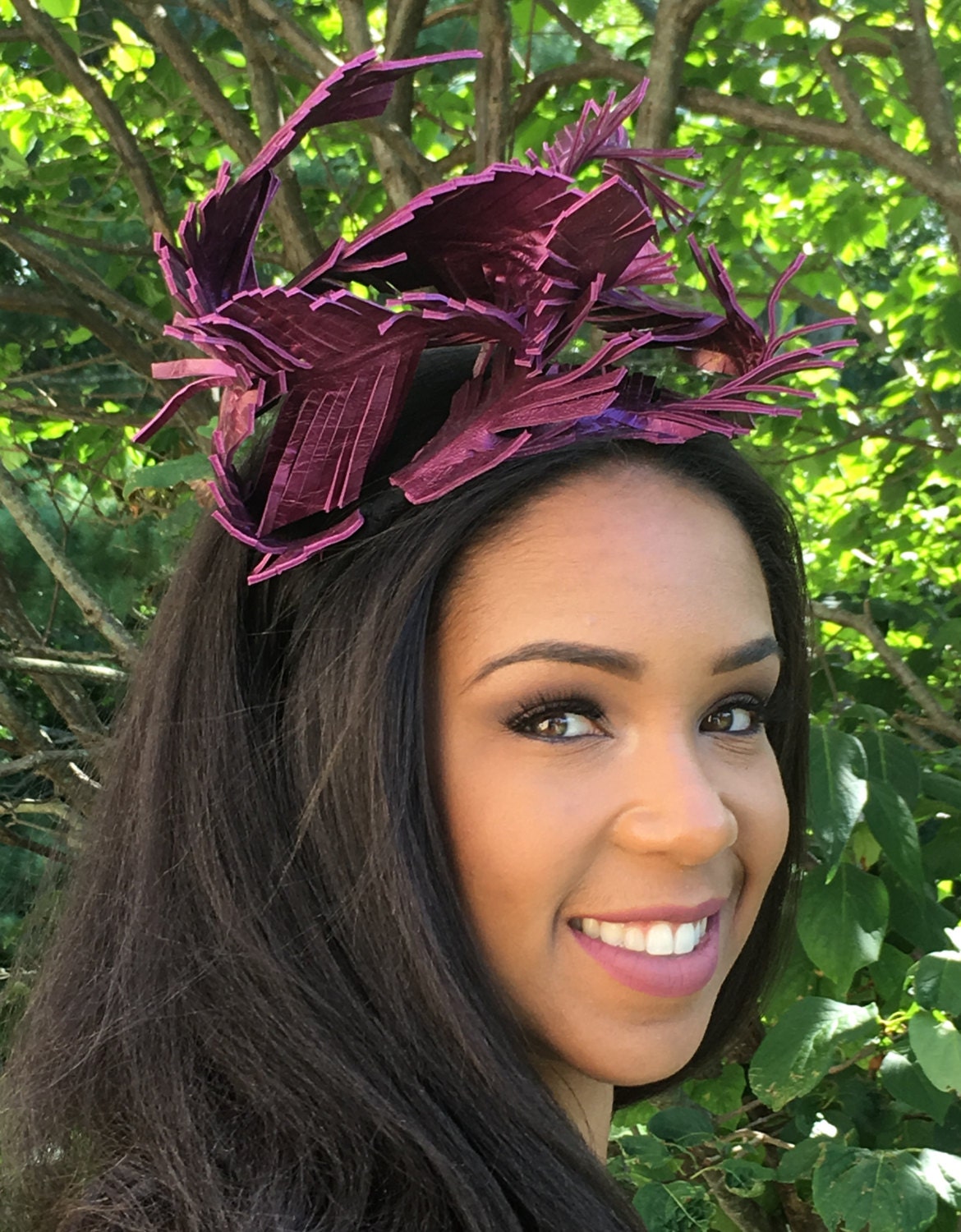 PURPLE Leather Feather Fascinator! Perfect for so many occasions - Weddings-Bridal-Race Hat-Proms-Holiday-Evening -Teen- MARDI GRAS - Party!