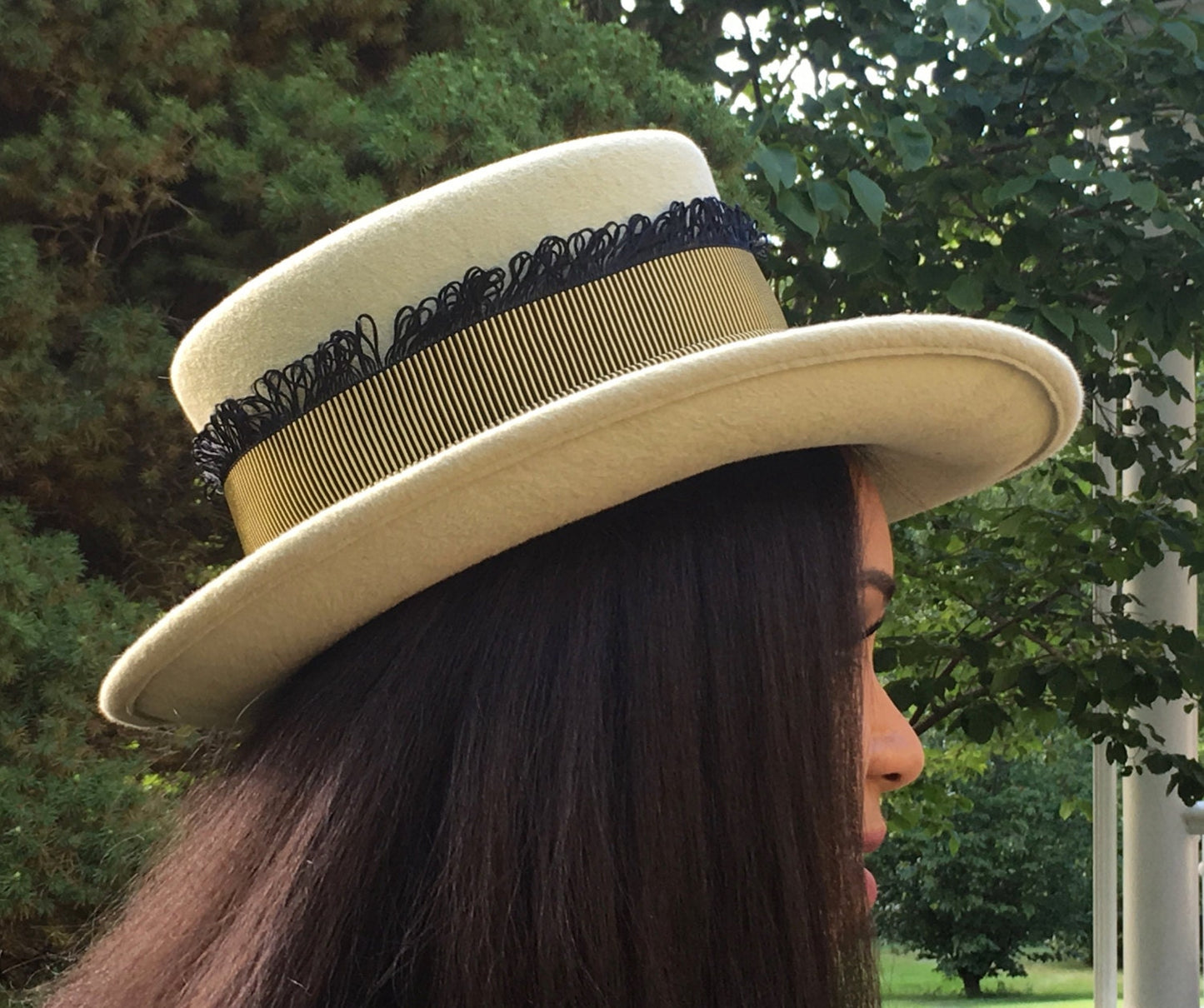 Pale Green Velour Top Hat with silk Pom-Pom's-Winter Races-Polo-Weddings-Bridal-Birthday-Holiday-Thanksgiving-Church ... any fun event !!!!