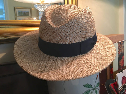 CUSTOM ORDERS ONLY - UNISEX FEDORA Knotted Straw Hat- Perfect for a man or a woman- Customize band color-Beach Hat-Sun Hat- Great Gift! Mens Fedora- Race Track