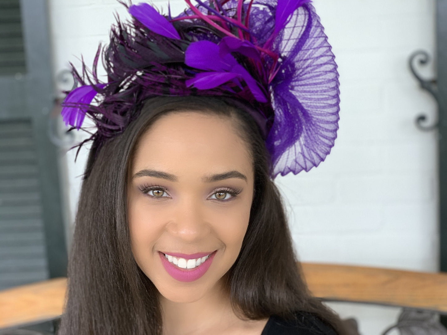 Purple Feather Fascinator- Lady Amherst Pheasant Feathers-Party Hat-Cocktail Hat-Race Track Hat- Wedding Hat- Mardi Gras Hat-Carnival Hat!