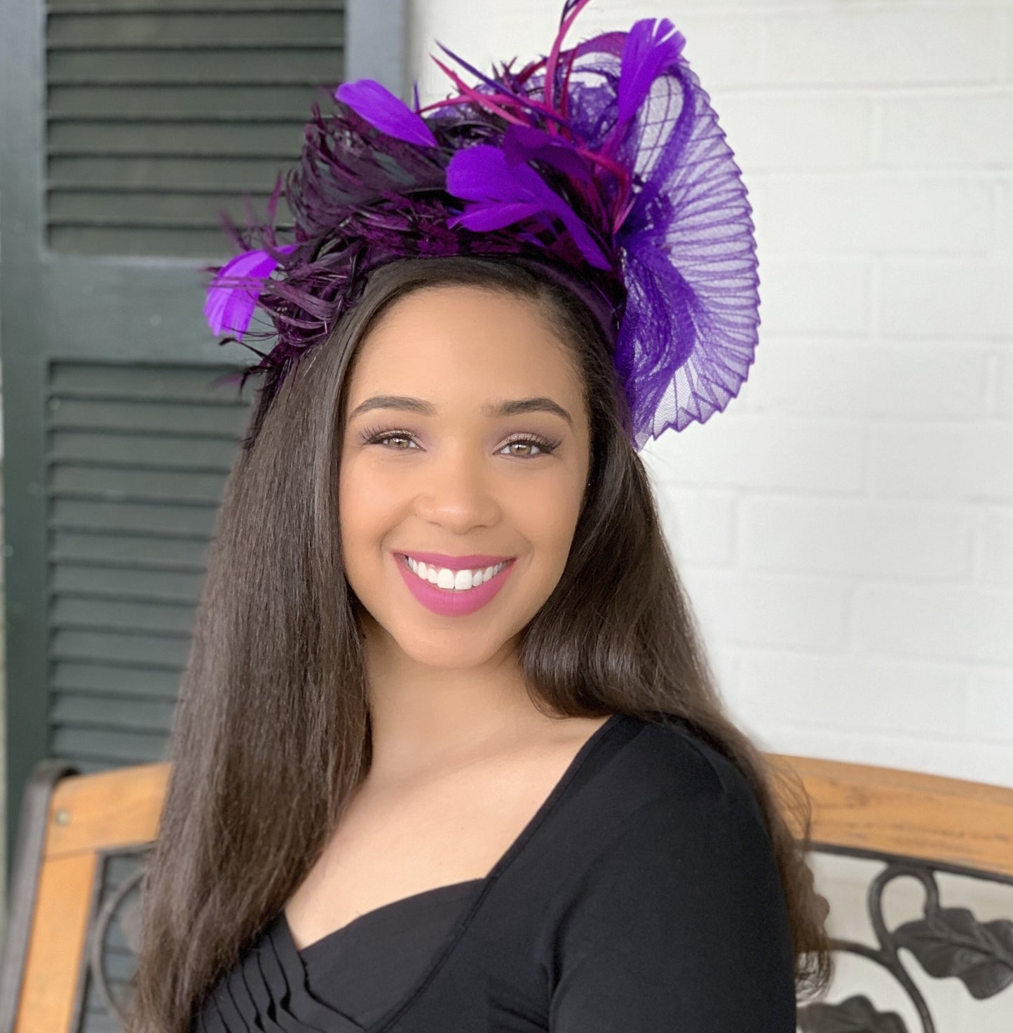 Purple Feather Fascinator- Lady Amherst Pheasant Feathers-Party Hat-Cocktail Hat-Race Track Hat- Wedding Hat- Mardi Gras Hat-Carnival Hat!