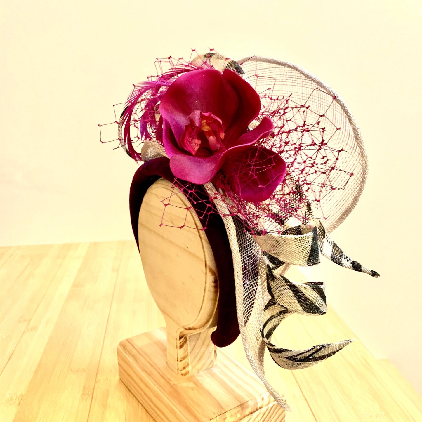 Violet headband-purple headpiece-party headpiece-wedding-birthday hat-beach party hat-race track hat-polo hat-percher-bridesmaid
