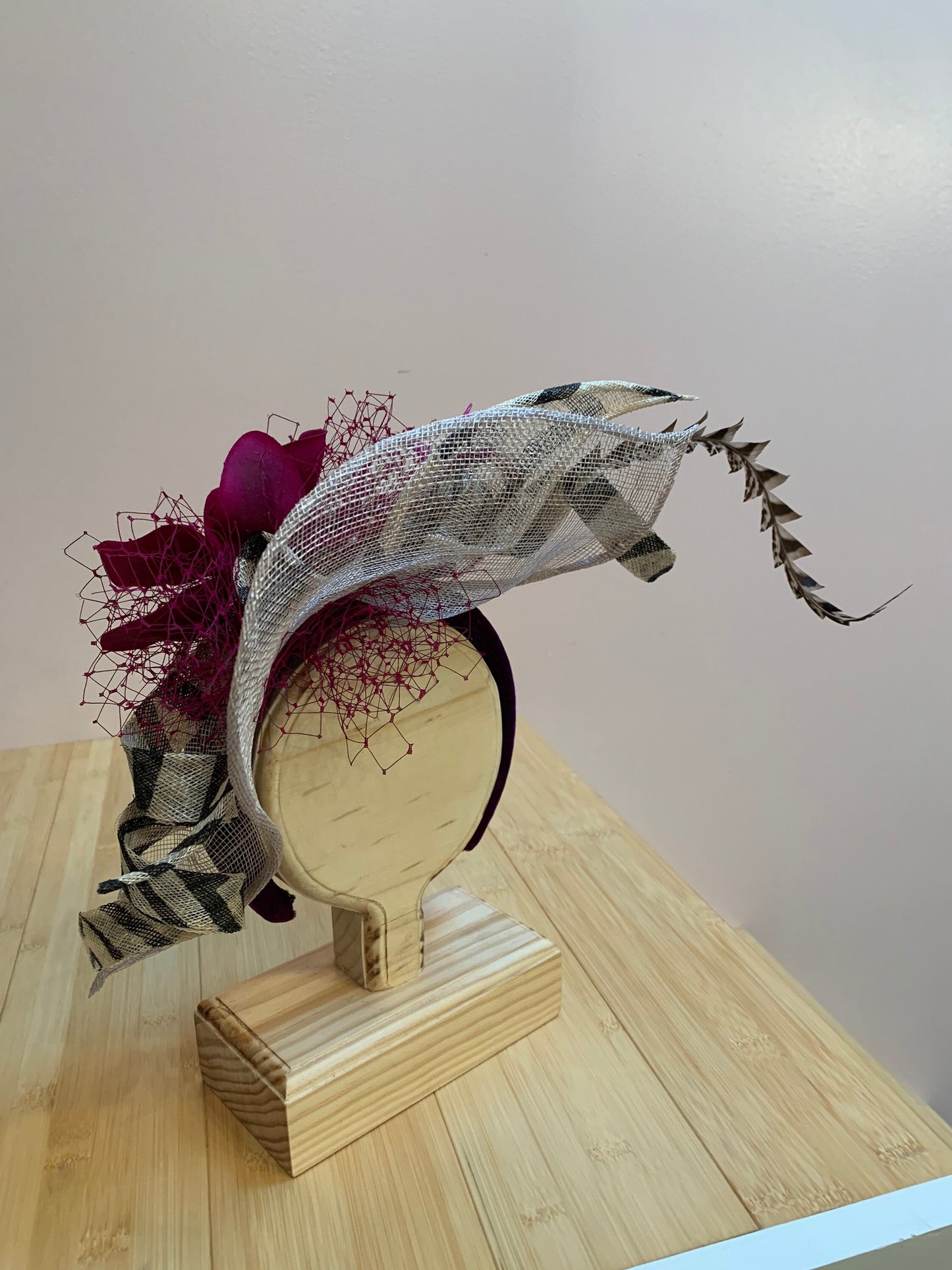 Violet headband-purple headpiece-party headpiece-wedding-birthday hat-beach party hat-race track hat-polo hat-percher-bridesmaid