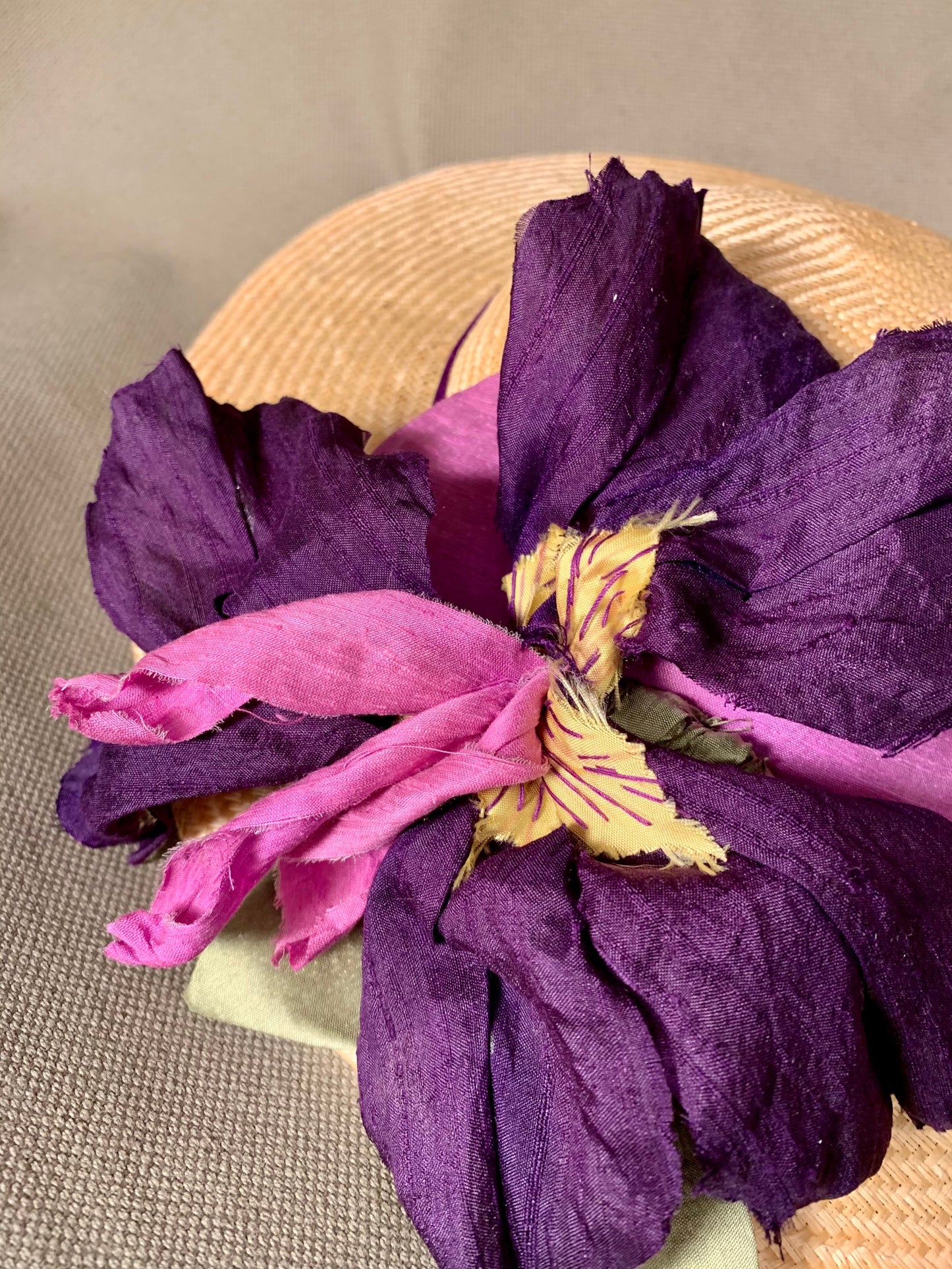 Sweet Sunny Day Hat- Church Hat-Derby Hat-Polo-Kentucky Derby-Garden Party-Wedding-Special Occasion Hat-Iris-Purple Flower-Summer Hat !