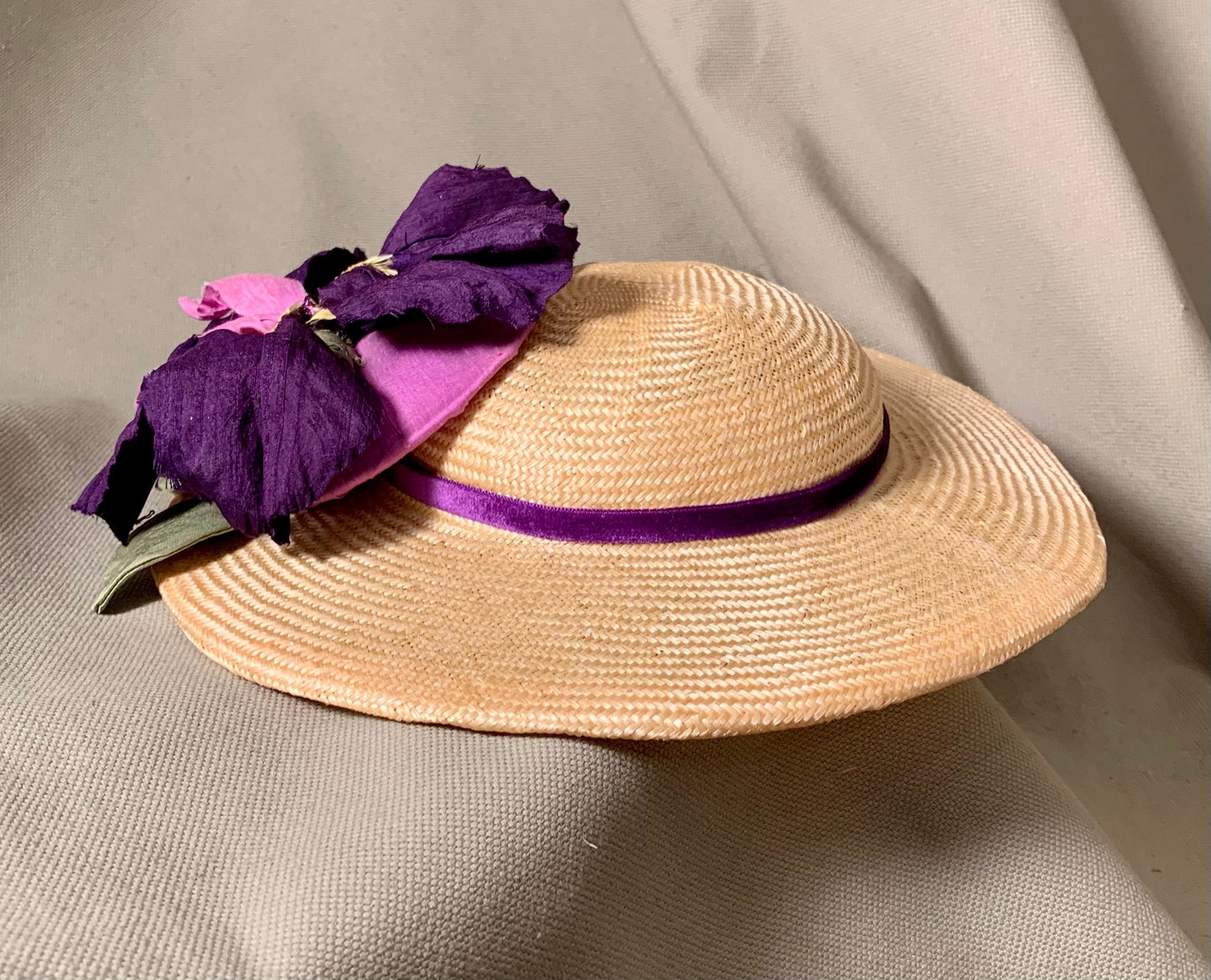 Sweet Sunny Day Hat- Church Hat-Derby Hat-Polo-Kentucky Derby-Garden Party-Wedding-Special Occasion Hat-Iris-Purple Flower-Summer Hat !