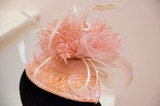 Peach Patent Leather Fascinator, Wedding headpiece, Mother of the Bride