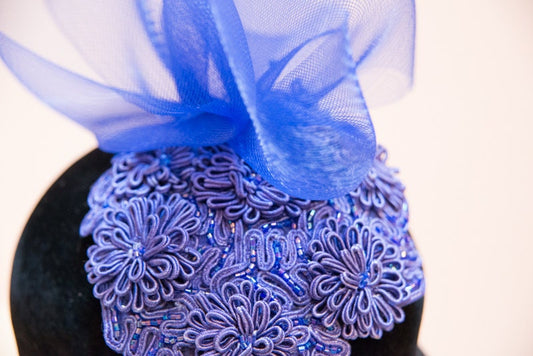 Royal Blue Fascinator, Soutache trim headpiece, Wedding headpiece, Brides maids headpiece or Derby Race Day