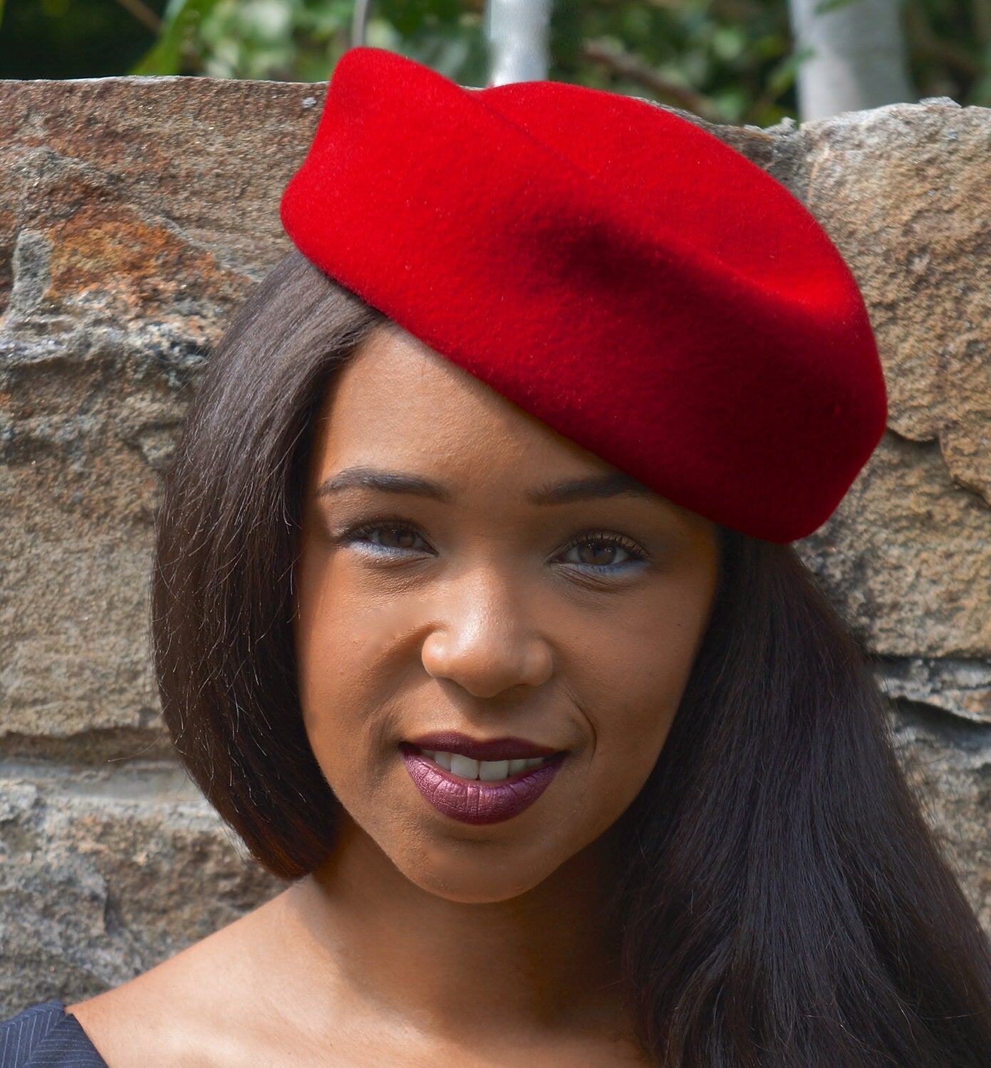 Red Wool Contoured Vintage Styled Pill Box Hat-Church Hat-Christmas Holiday Hat-Derby-Saratoga-Valentine's Day Hat--Special Occasion Hat !