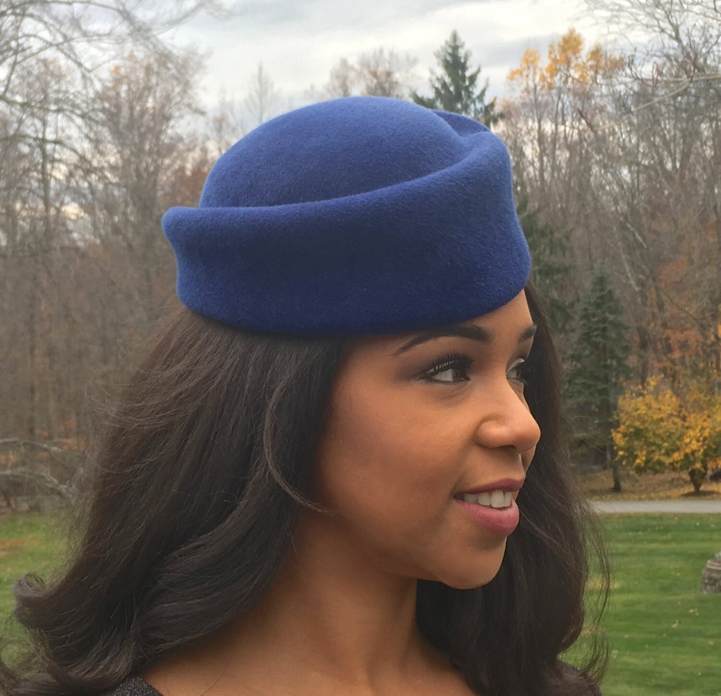 Royal Blue Wool Felt Pillbox Hat! Vintage Style and Timeless. Church hat-Winter Races-Polo-Derby-Wedding-Mother of the Bride-Bridesmaids Hat
