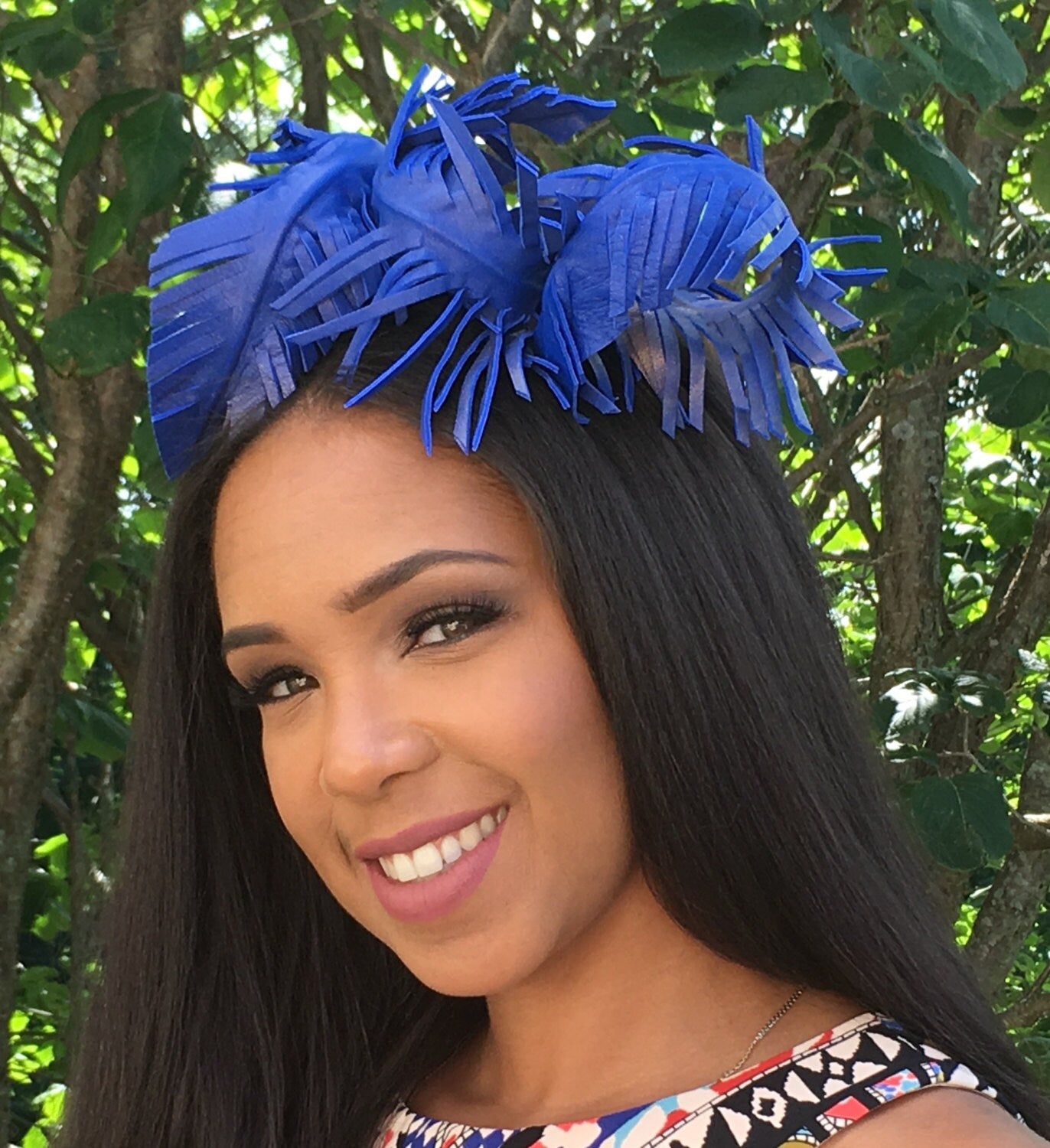 ROYAL BLUE Leather Feather Fascinator. Perfect for ALL Occasions-Weddings-Brides Maids-Proms-Races-Parties-Teens-Holidays-Polo Matches-