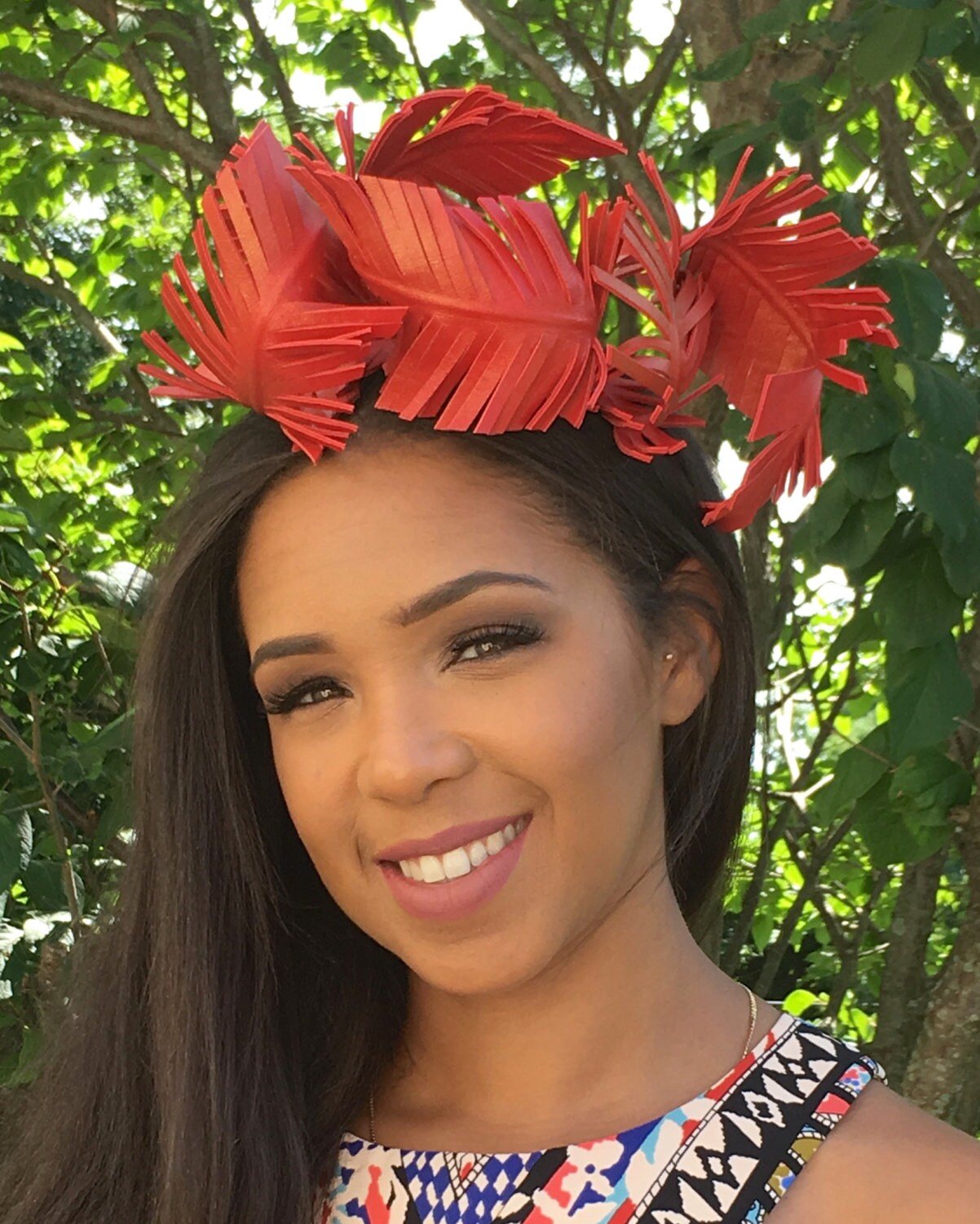 RED Leather Feather Fascinator- CHRISTMAS Hat- VALENTINE'S Hat- Wedding-Bridal Headpiece-Race Wear Hat-Polo Hat-Teen-Holiday Gift !