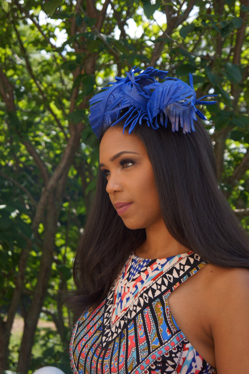 ROYAL BLUE Leather Feather Fascinator. Perfect for ALL Occasions-Weddings-Brides Maids-Proms-Races-Parties-Teens-Holidays-Polo Matches-