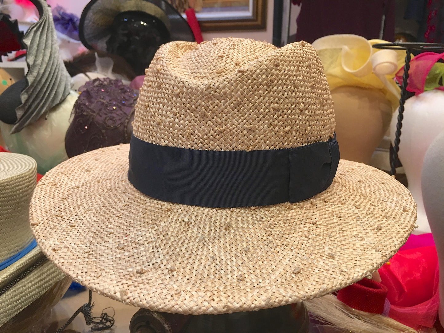 UNISEX FEDORA Knotted Straw Hat- Perfect for a man or a woman- Customize band color-Beach Hat-Sun Hat- Great Gift! Mens Fedora- Race Track