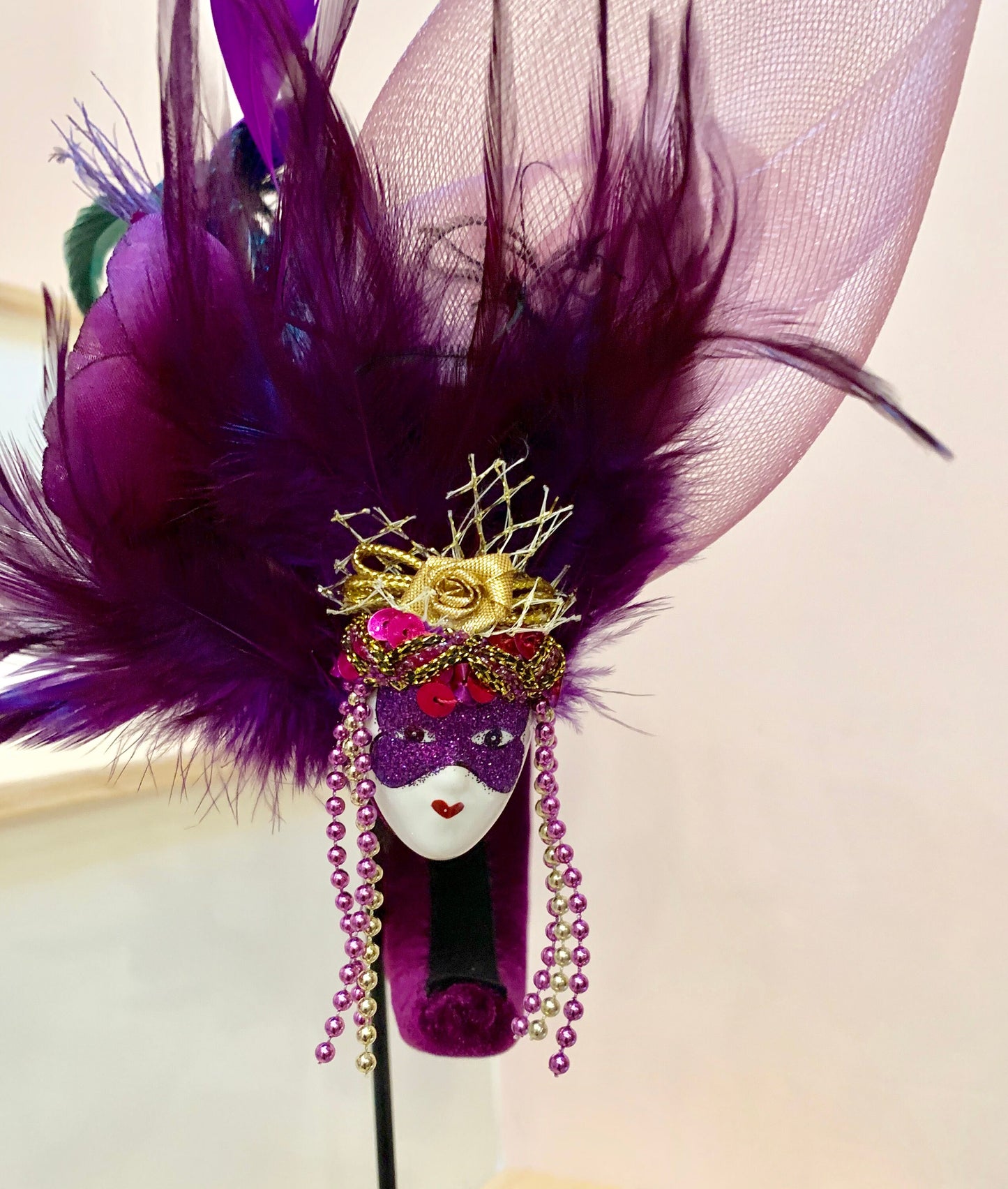 Mardi Gras Head Piece-Carnival-Fat Tuesday-Party-Custom headband-Made to order, No two exactly alike ! All similar ! New Orleans style!