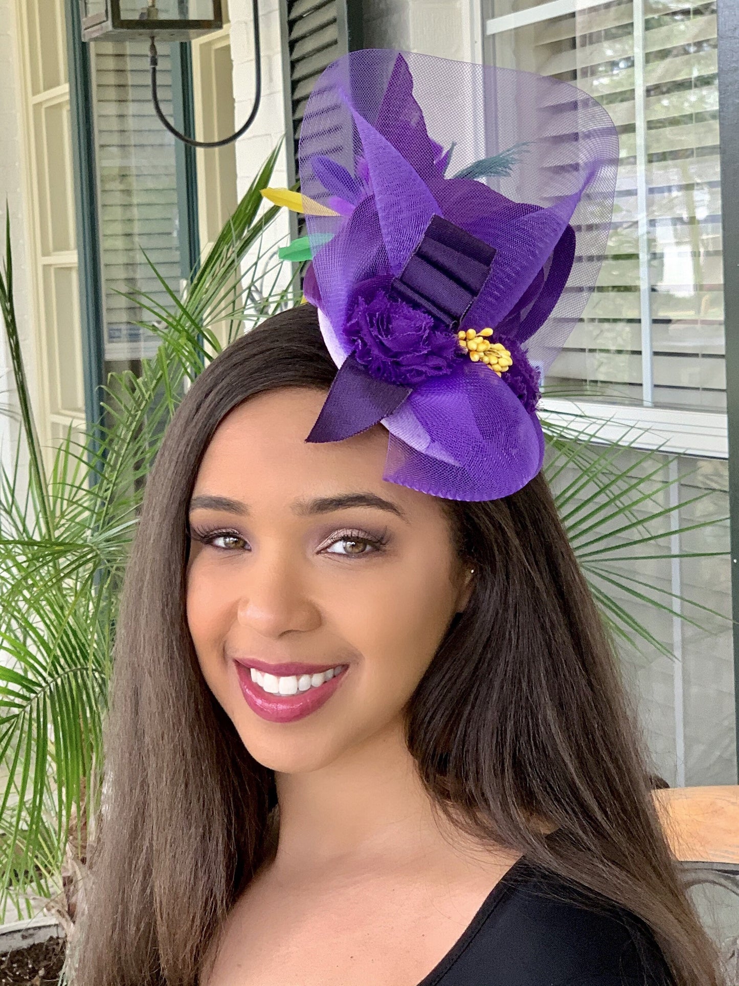 Purple Fascinator! Mardi Gras-Race Track-Summer party-Prom-Graduation-Fun to Wear Hat-Birthday Girl Gift- Carnival hat! Purple lovers hat!