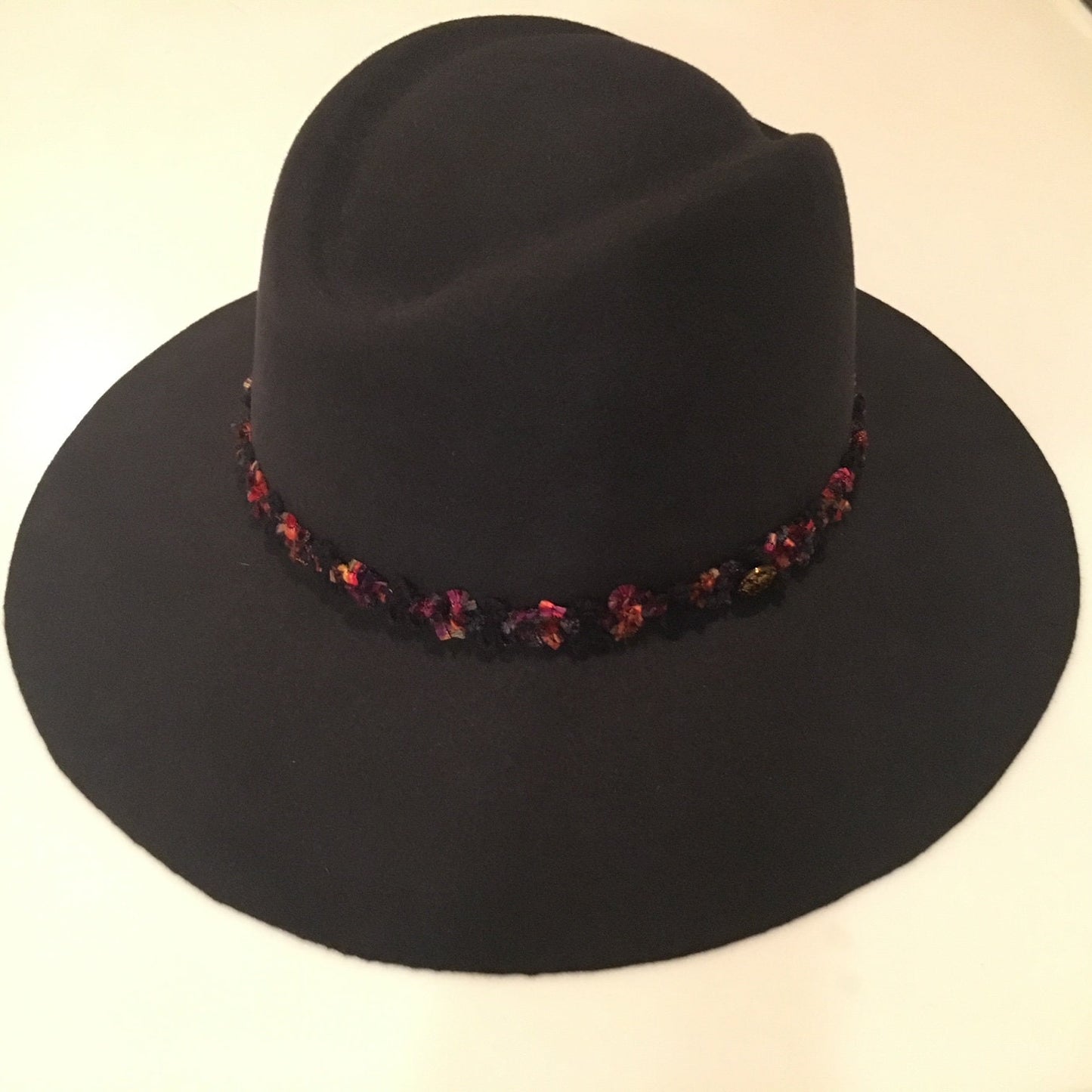 Black Felt Fedora-Unisex Hat-Cowboy Hat-Cowgirl Hat-Winter wide brim Hat-Casual Hat-Custom made hat-Go to hat-stylish black hat-