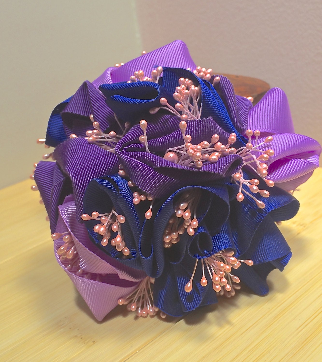 Fascinator with ribbons in purple pink and blue, brides maids hairpiece, flower girl headpiece. Custom orders in your colors available!