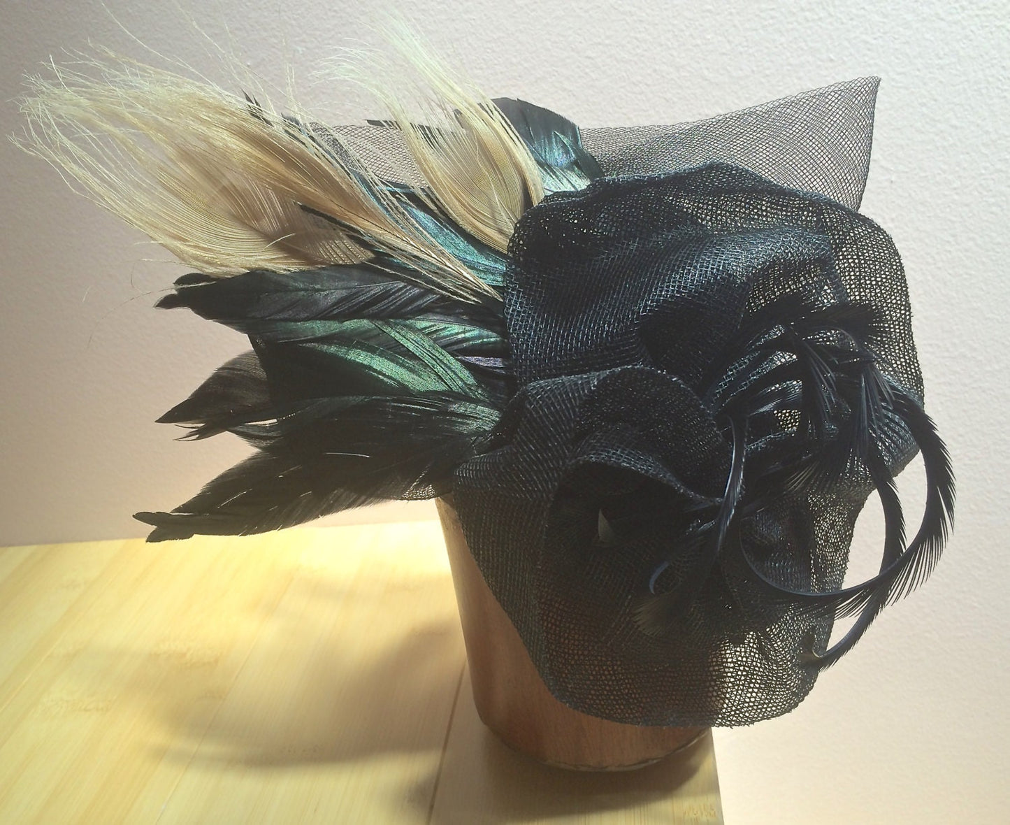 Black and Ivory Fascinator, Wedding headpiece, Brides maids headpiece, Mother of the Bride hat. Special Occasion- Races & Polo Hat- Cocktail