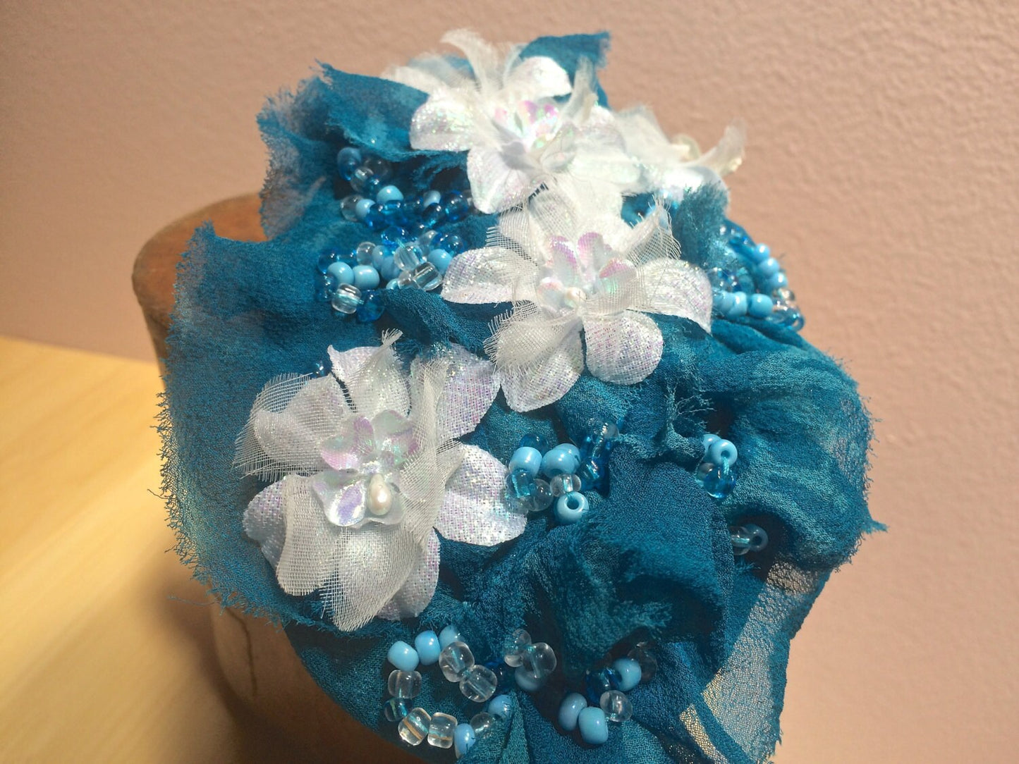 Fascinator in turquoise silk-Brides Maids-Mother of the bride-Garden party hat-Cocktail Party-Special Occasion Hat-Destination wedding