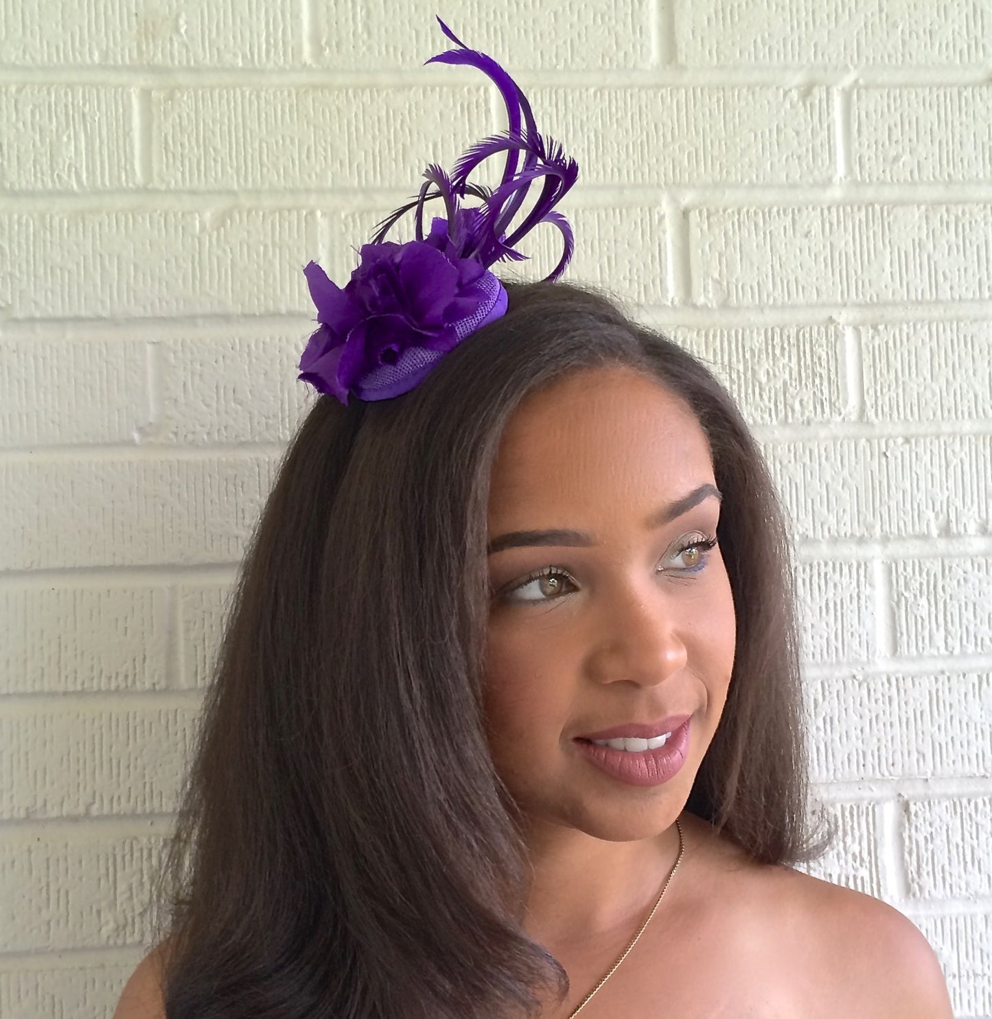 Purple Fascinator, Aubergine headpiece- Brides maids headpiece -Mardi Gras headpiece-Carnival. Girls headpiece Teen Summer party hat-