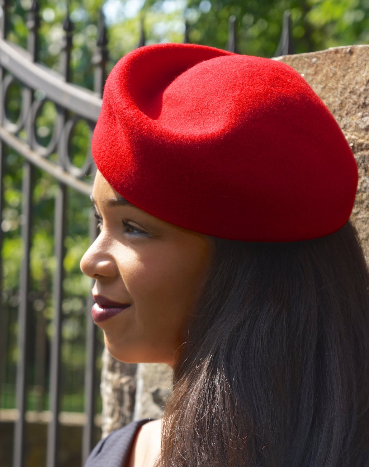 Red Wool Contoured Vintage Styled Pill Box Hat-Church Hat-Christmas Holiday Hat-Derby-Saratoga-Valentine's Day Hat--Special Occasion Hat !