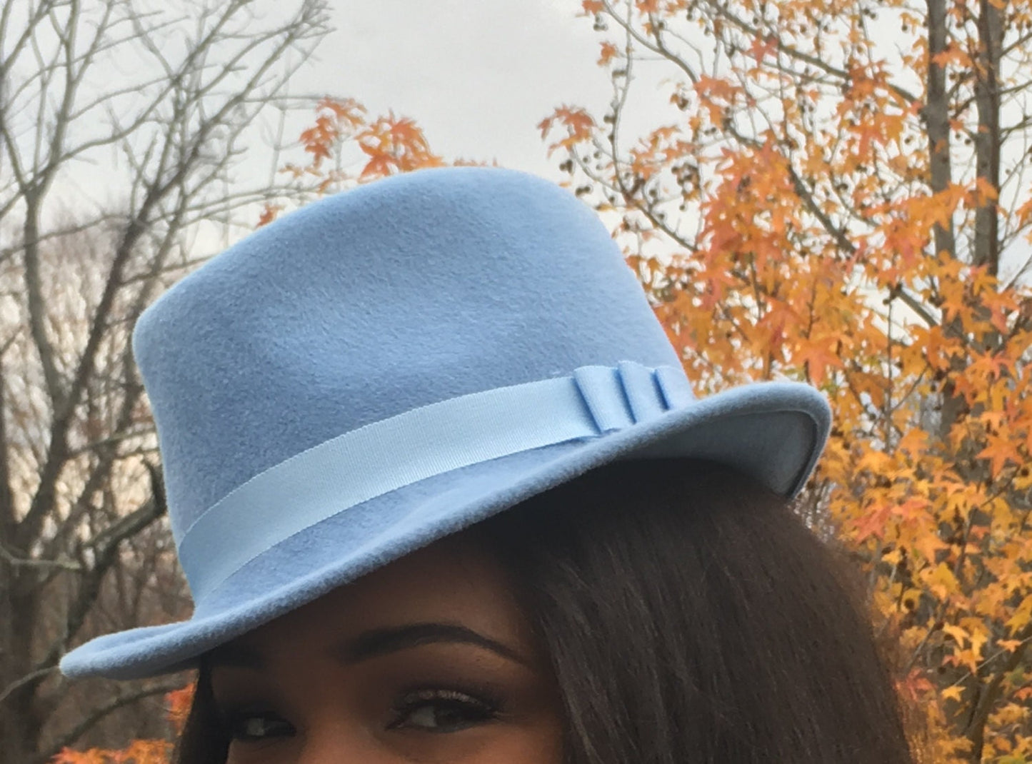 Baby Blue Classic Fedora for Him or Her- UNISEX- runs SMALL in size- 21"- Ideal for young teens and children. Custom colors can be made!