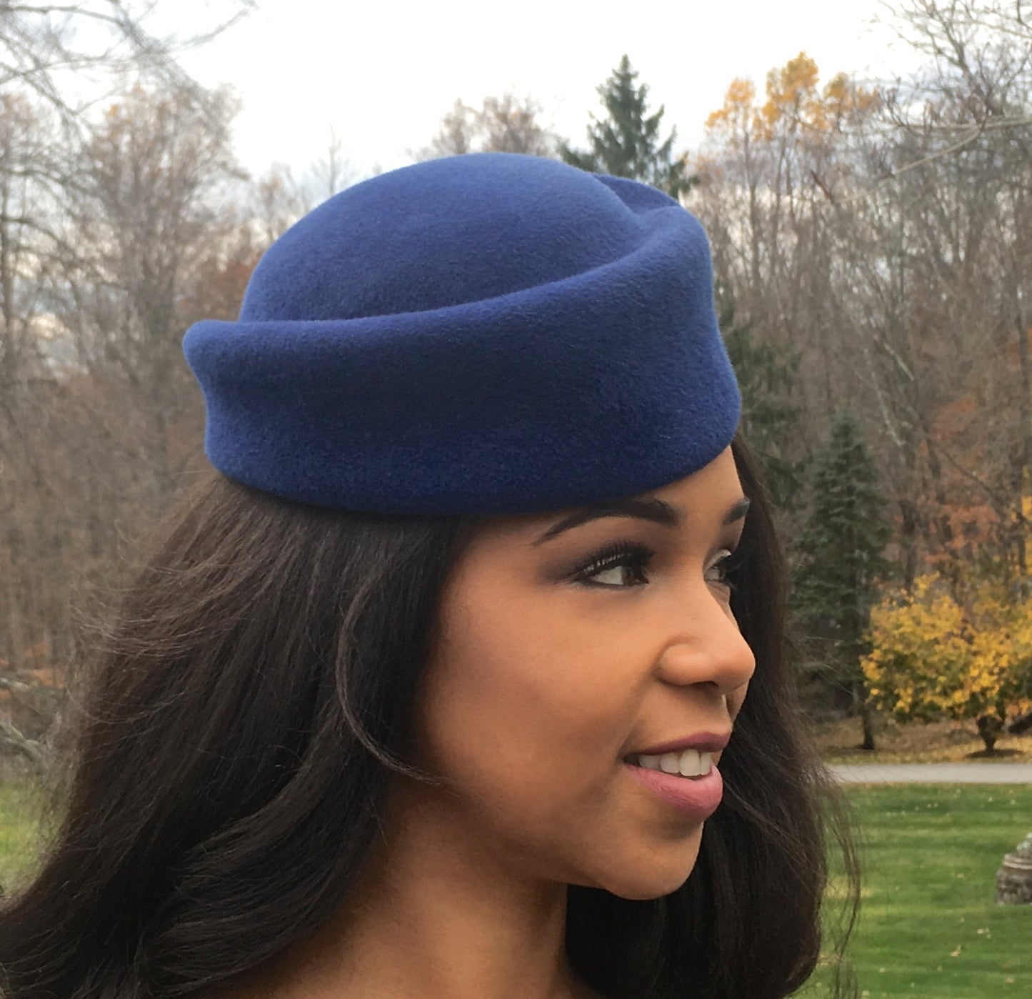 Royal Blue Wool Felt Pillbox Hat! Vintage Style and Timeless. Church hat-Winter Races-Polo-Derby-Wedding-Mother of the Bride-Bridesmaids Hat